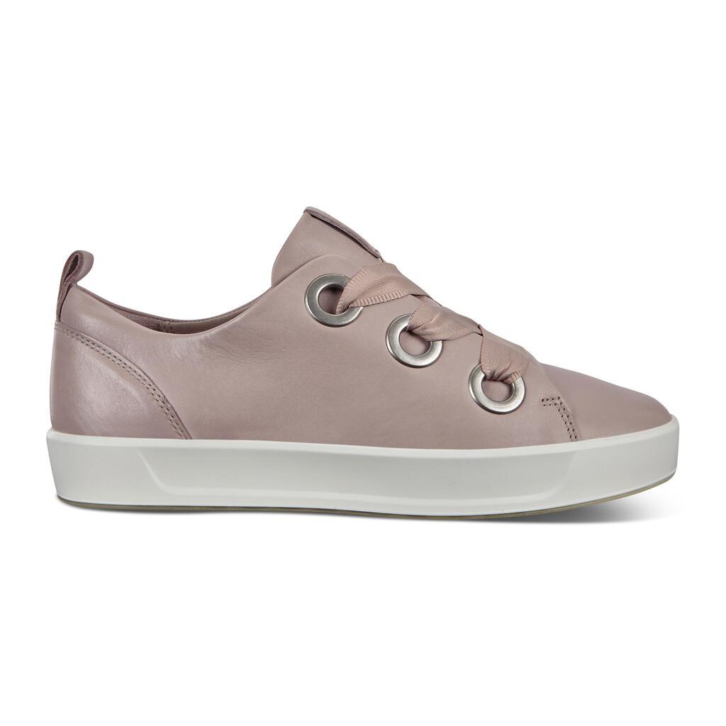 Ecco Soft 83-Eyelet Womens Sneakers Grey/Rose - India NEK-793642